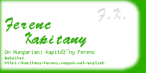 ferenc kapitany business card